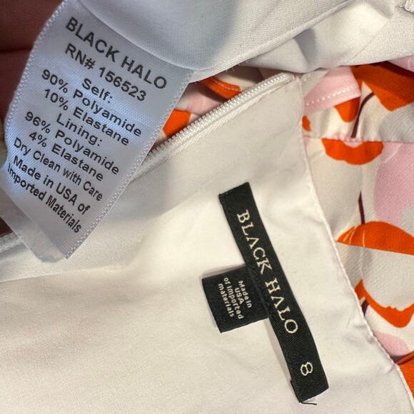 BLACK HALO Zalda Floral Tulip Mini Dress Womans 8 flounce hem - Picture 10 of 11